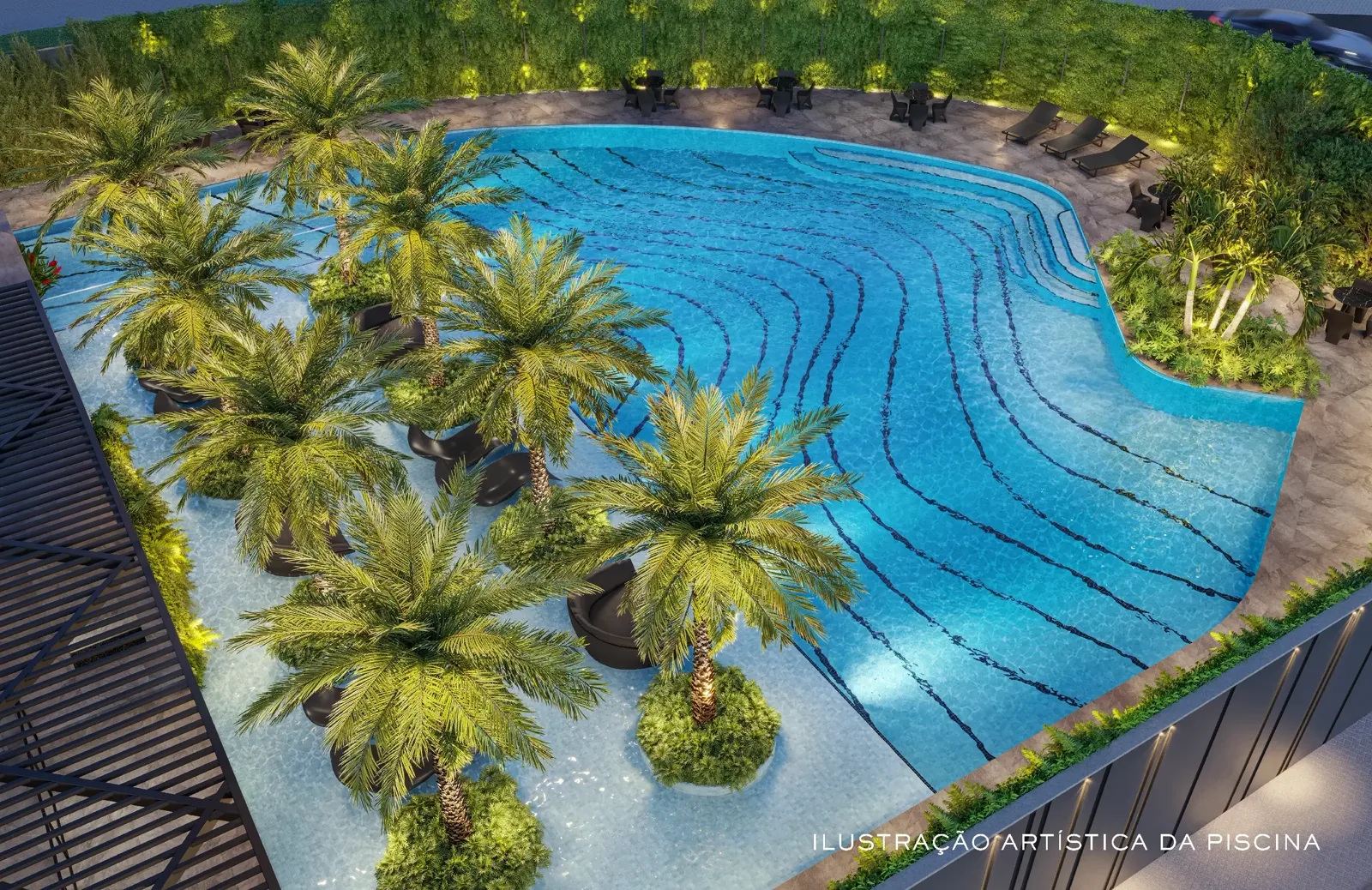 Piscinas em vista aérea