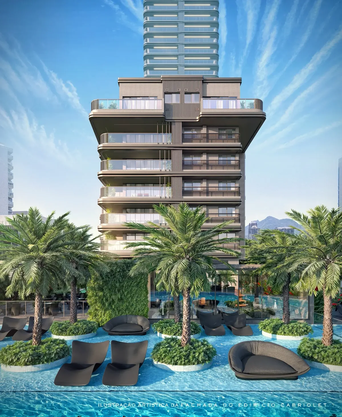 Fachada do Coupé Tower, no Posto 5 da Praia da Barra da Tijuca