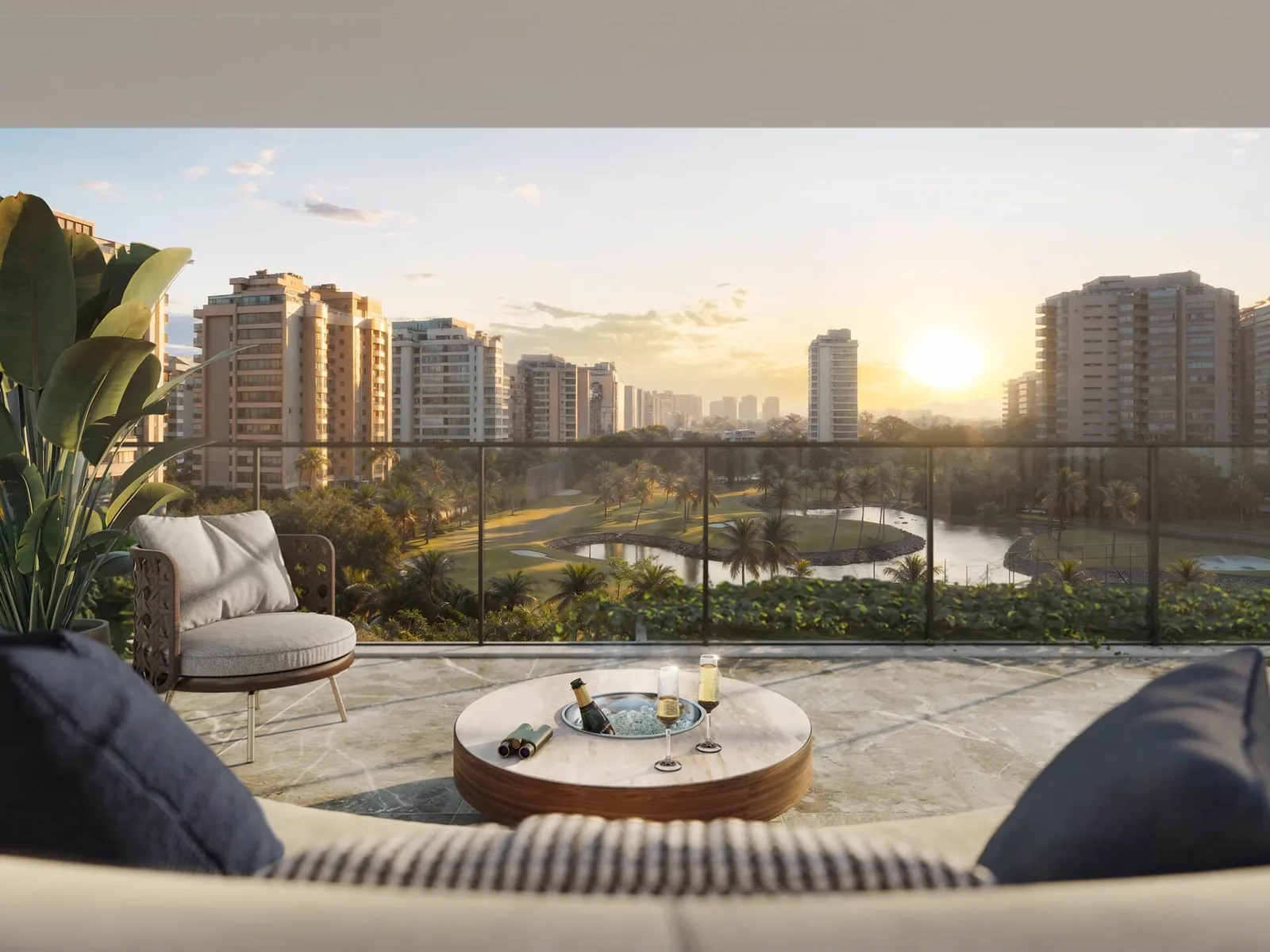 Varanda com vista golfe